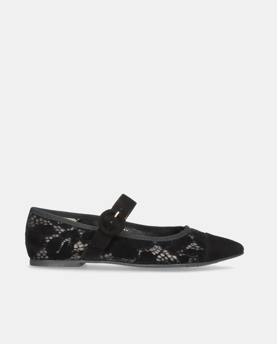 

Женские балетки Tyra из черной сетки с бархатными цветами Pretty Ballerinas, черный