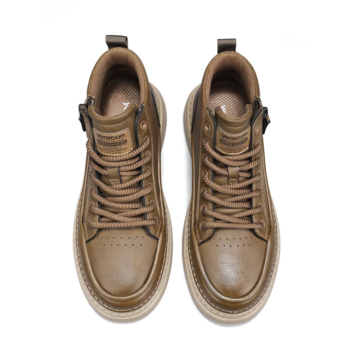 Ботинки на платформе кожаные YEARCON Chestnut Brown — фото 4
