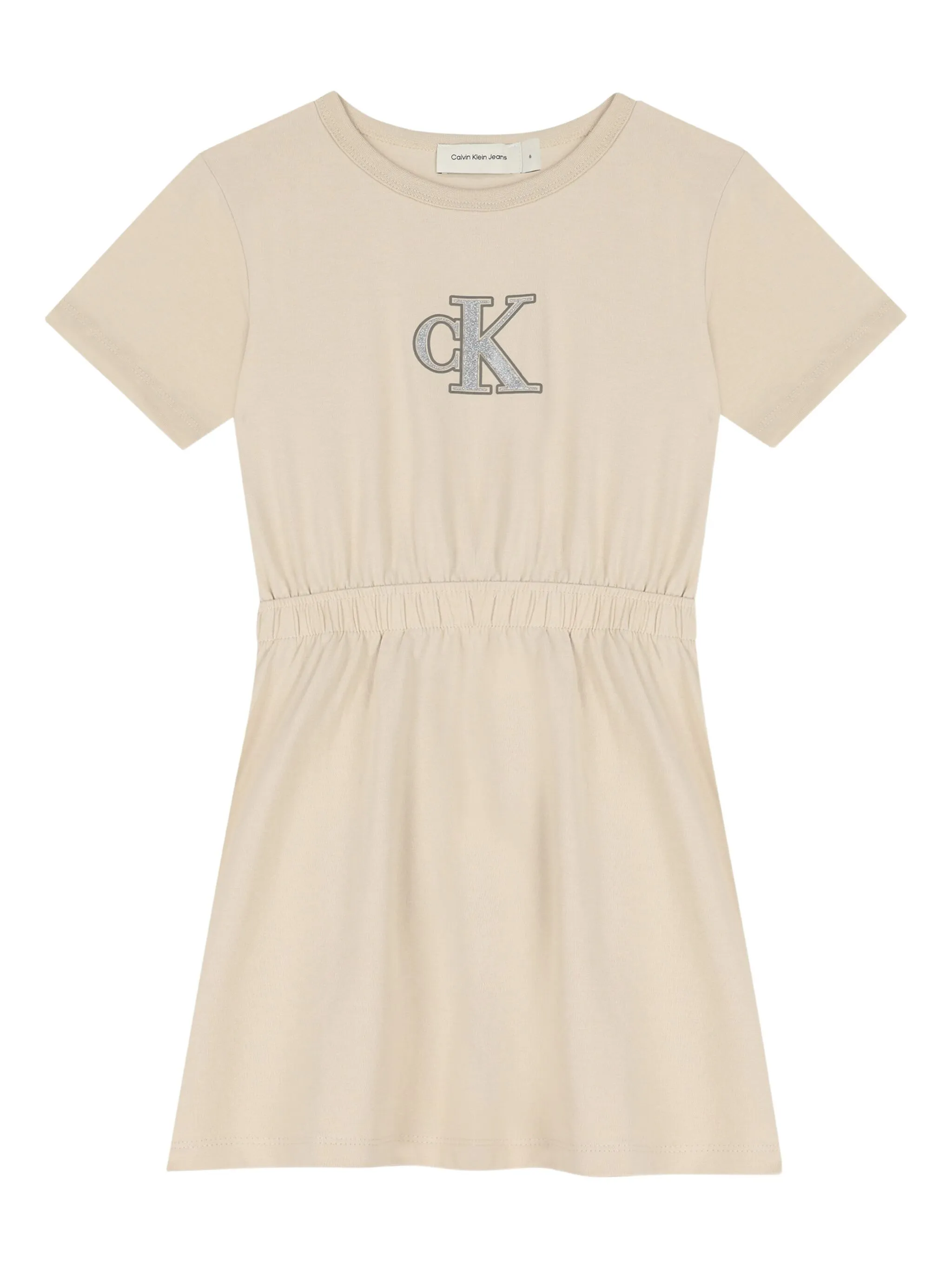 

Платье с логотипом Glittery Calvin Klein Kids, бежевый