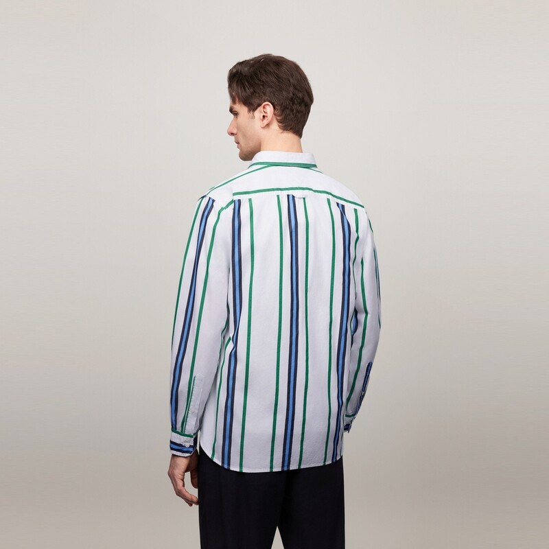 Мужская рубашка Tommy Hilfiger, цвет Blue-green-white stripes 0CD — фото 4