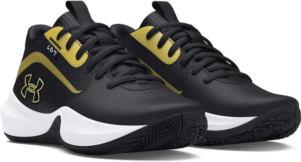 Баскетбольные кроссовки Under Armour для детей школьного возраста Lockdown 7, черный/металлик золотой — фото 3