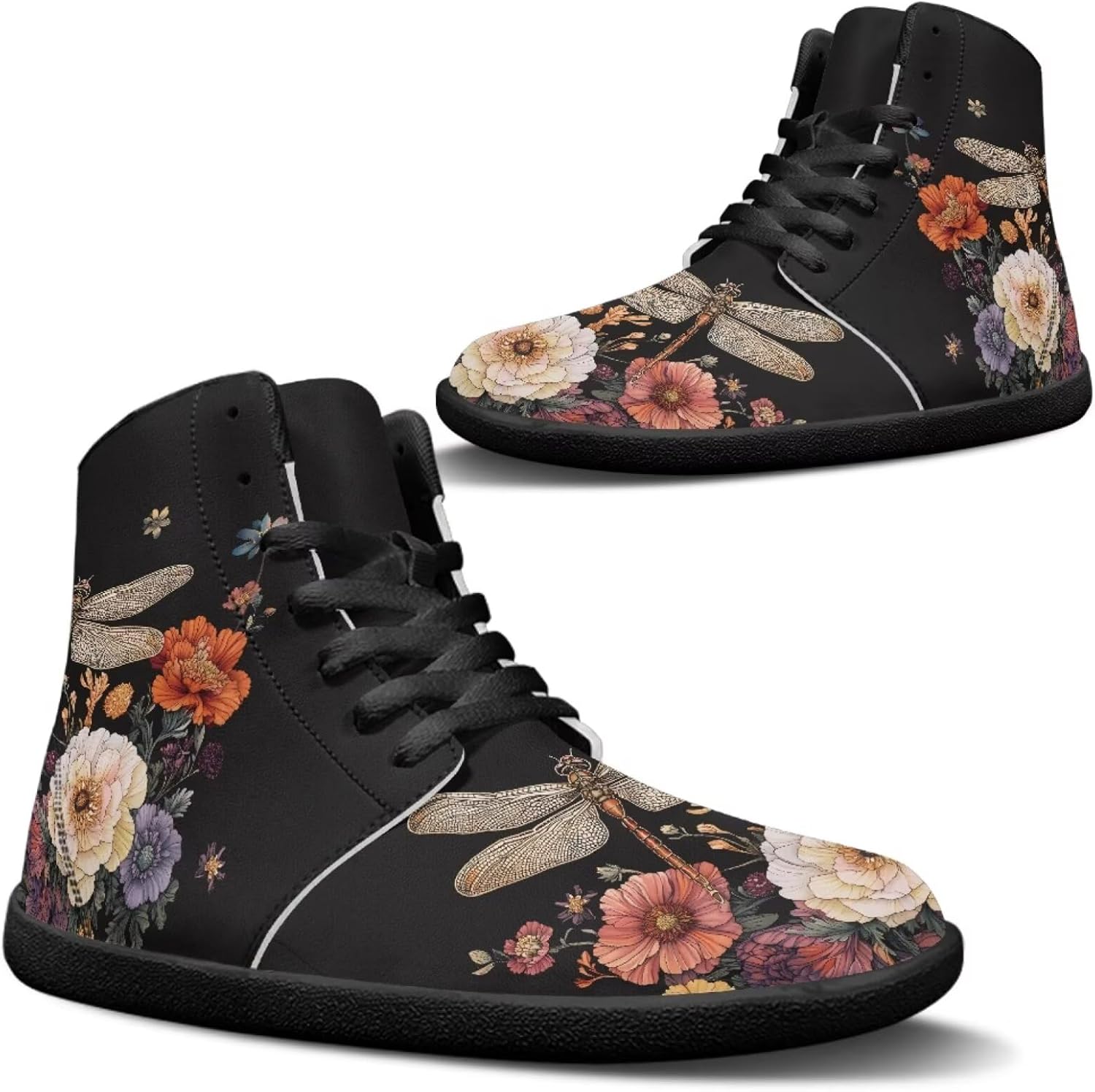 

Высокие кроссовки Jeiento Босоножки для мужчин и женщин с широким носком и дизайном бабочки, Dragonfly Flower