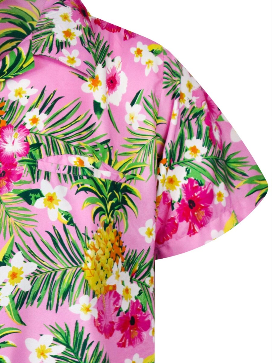 Рубашка на пуговицах классического кроя King Kameha Pineapple Flowers, светло-розовый — фото 4