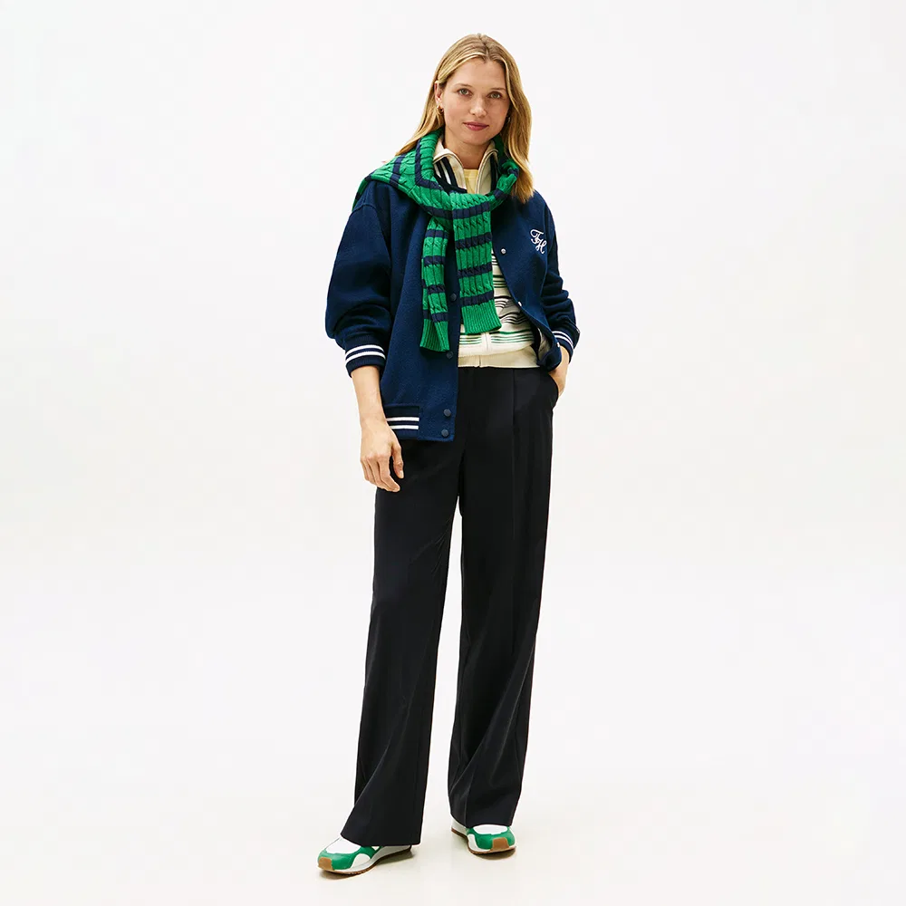 Женские широкие брюки Timeless Wool тёмно-синие от Tommy Hilfiger Women