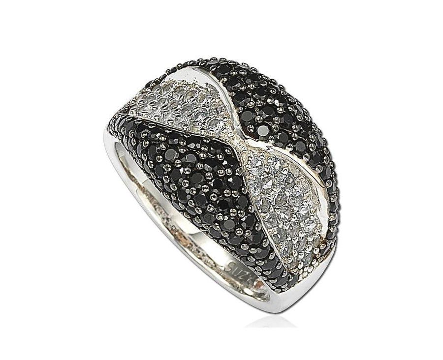 

Кольцо Suzy Levian из стерлингового серебра с кубическим цирконием и черно-белой окантовкой Suzy Levian New York, Black