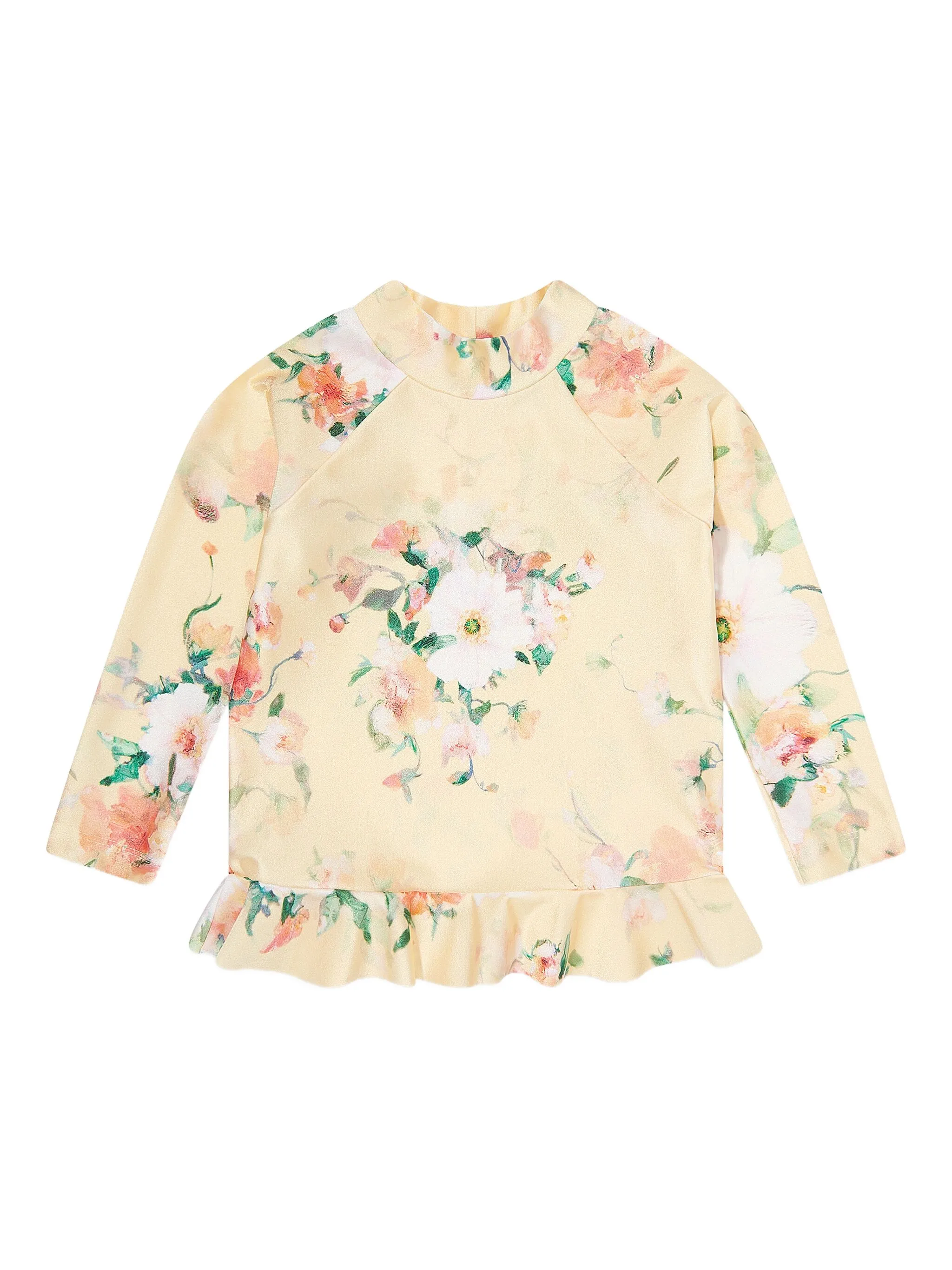 

Топ с баской и цветочным принтом Zimmermann Kids, желтый