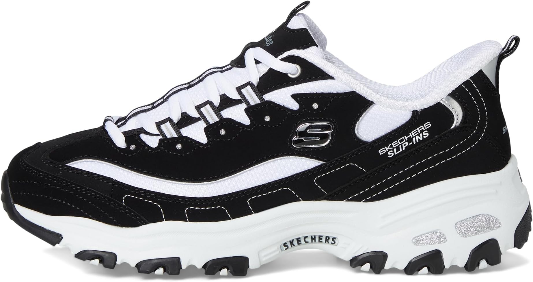Кроссовки SKECHERS D'Lites Hands Free Slip-INS, цвет Black White — фото 4