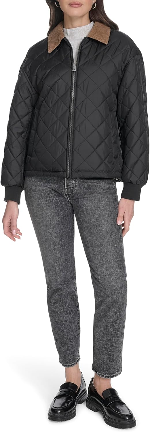 

Levi's Женская куртка с ромбовидной стёжкой и воротником из вельвета, Black