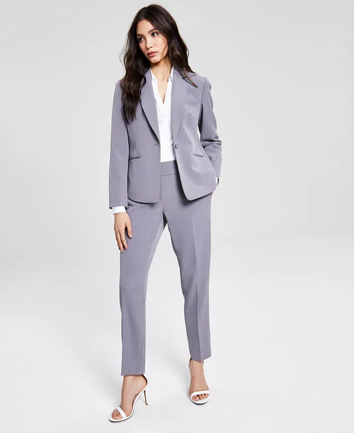 

Женский креповый брючный костюм с одной пуговицей, Regular & Petite Le Suit, серый