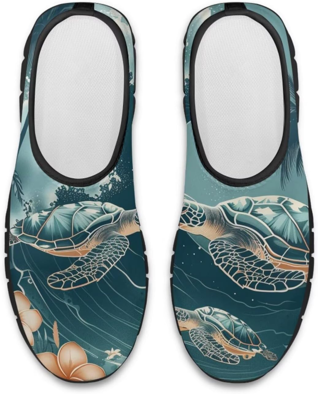 

Повседневные кроссовки Binienty для женщин и мужчин с принтом морской черепахи, лоферы с поддержкой свода стопы, низкие лоферы на платформе, Turtle Plumeria