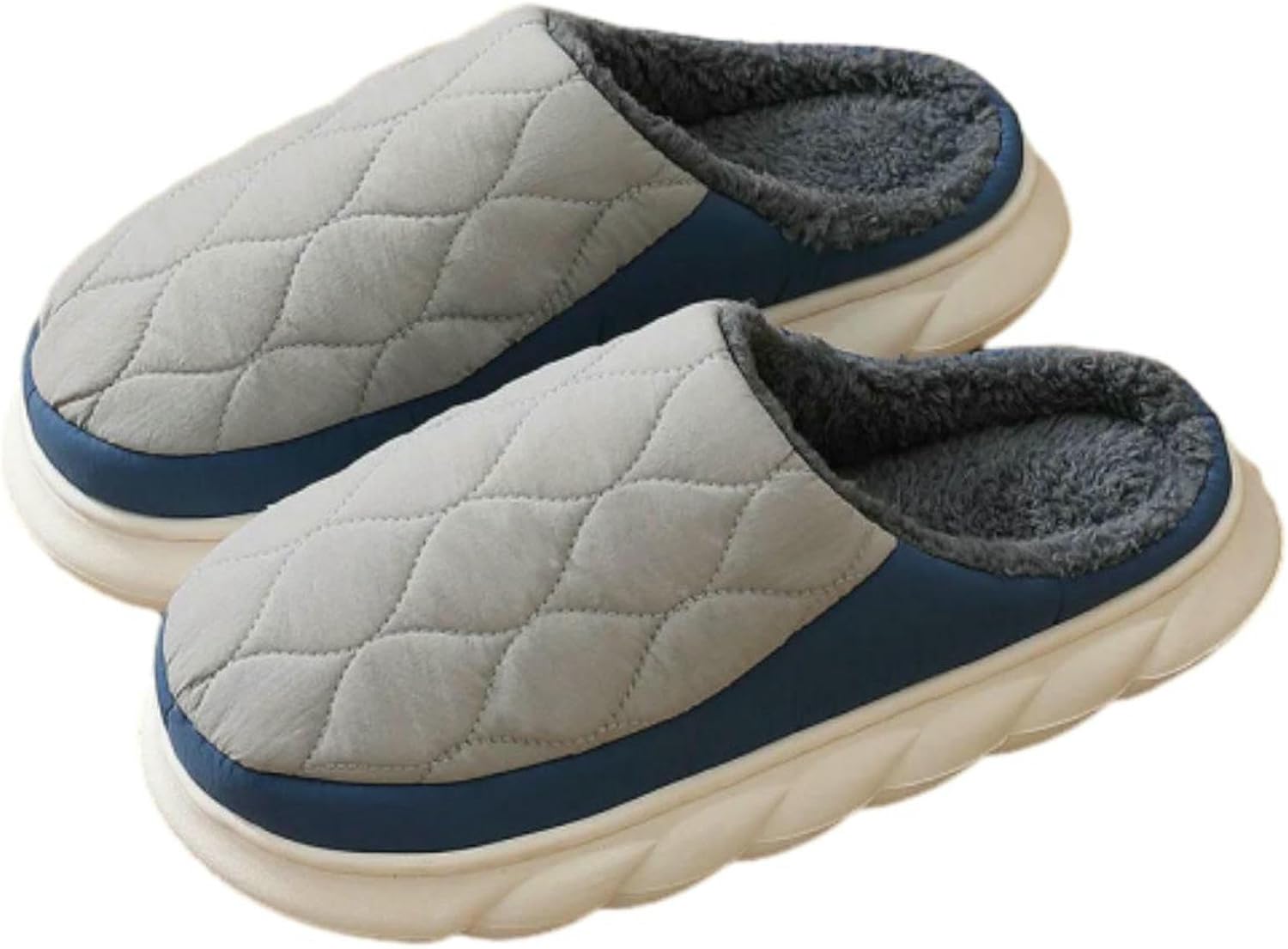 

Мужские зимние классические водонепроницаемые плюшевые тапочки ZERAOKE, теплые для дома и улицы, с нескользящей толстой подошвой, голубой