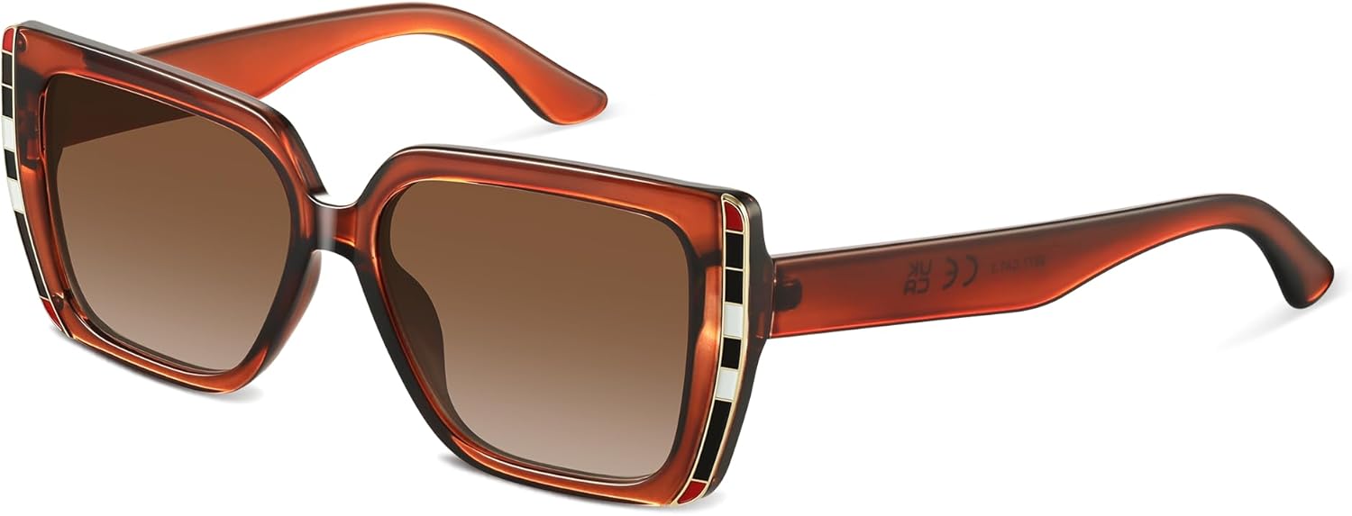 

Крупные квадратные солнцезащитные очки для женщин. Модные дизайнерские женские солнцезащитные очки с защитой от УФ-излучения. Большая оправа Foliful, A06-crystal Dark Brown/Gradient Brown Lens