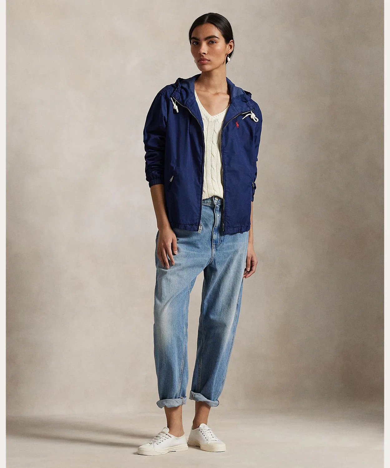 Куртка футер с капюшоном Relaxed Fit Ralph Lauren, тёмно-синяя — фото 3