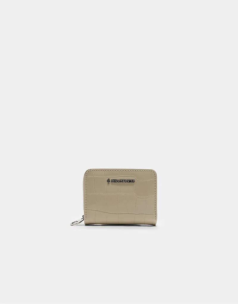 

Кошелек Stradivarius с имитацией крокодиловой кожи на молнии цвета экрю