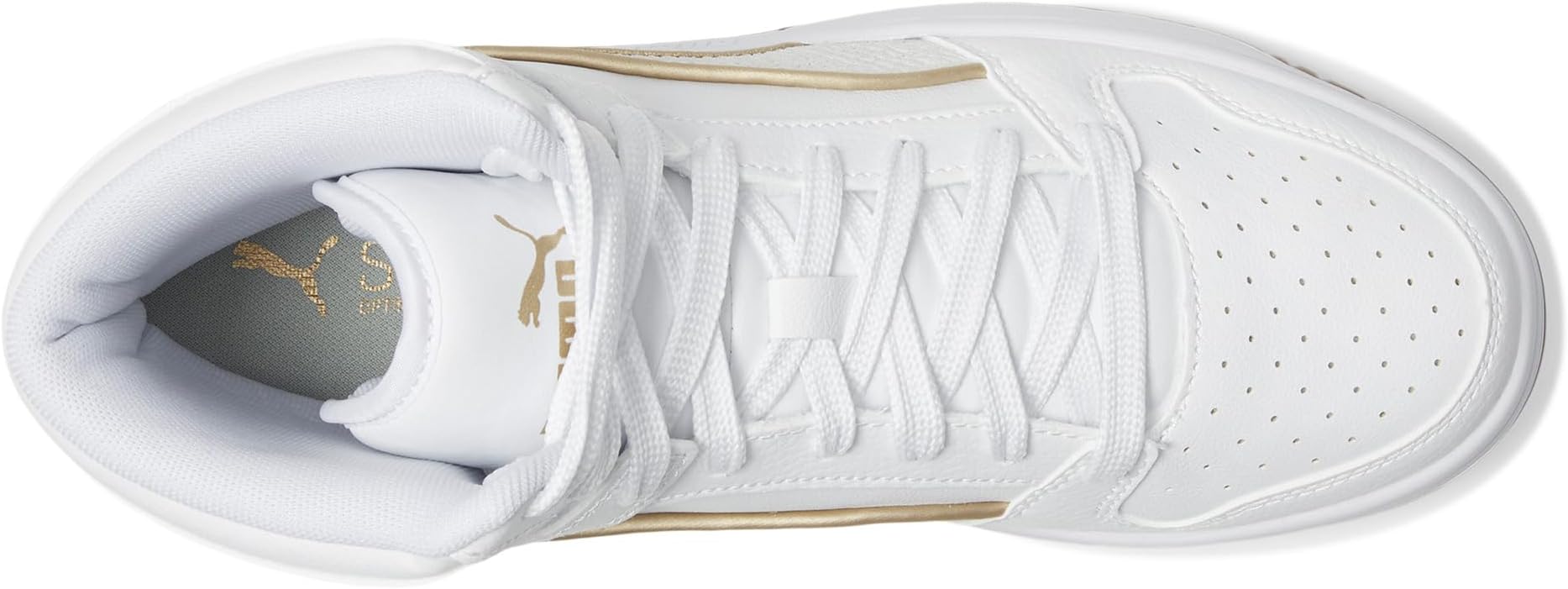 Кроссовки PUMA Rebound Layup Mid Shoes, цвет White/Gold — фото 2