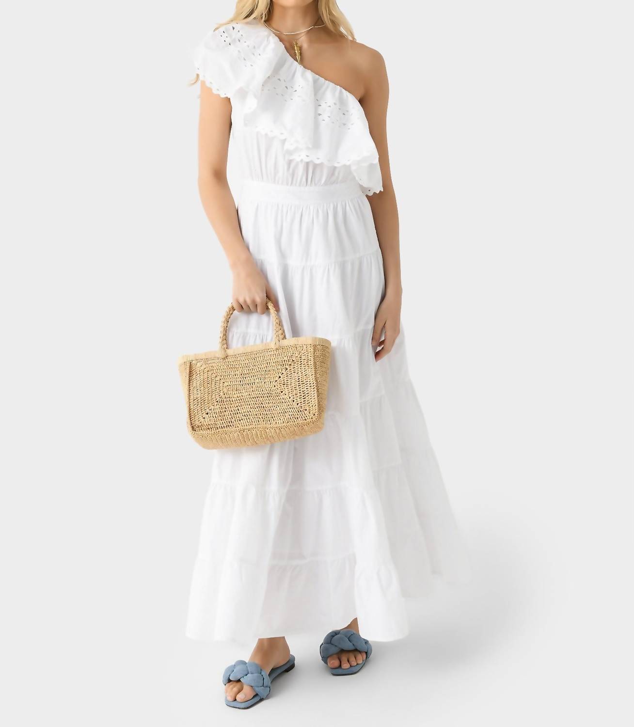 

Асимметричное макси-платье Rodo белого цвета Antik Batik