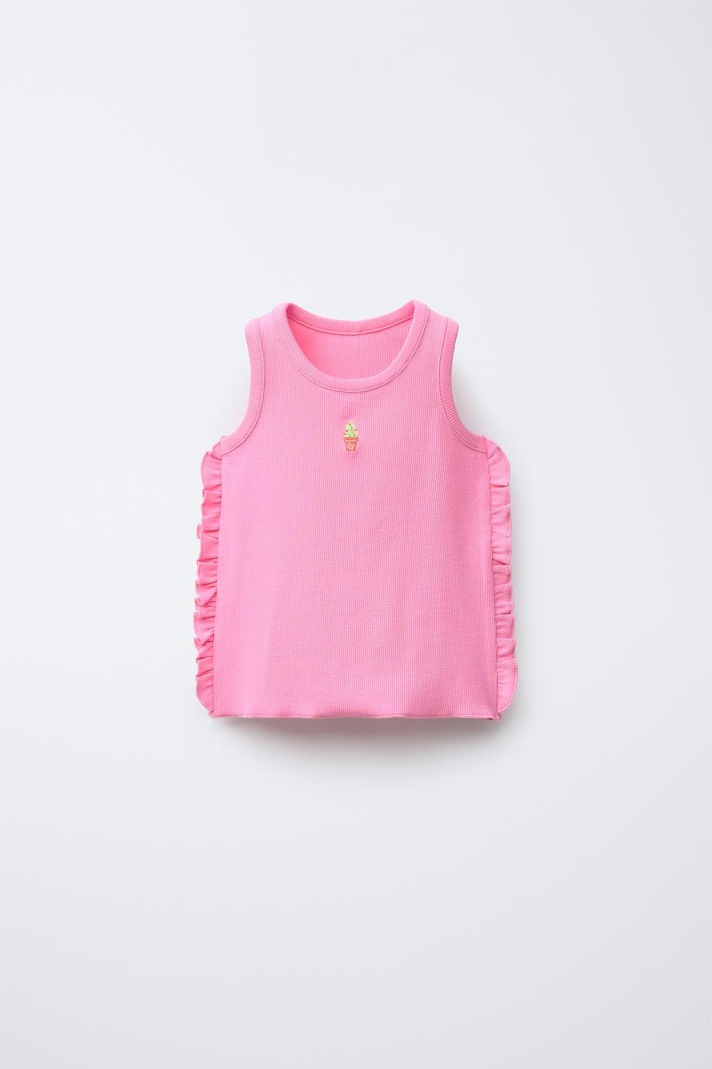 

Вышитый топ-жилет в рубчик с оборками ZARA, цвет Fuchsia