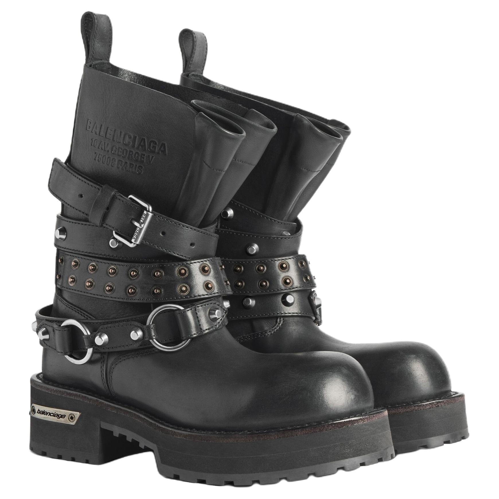 Balenciaga Venom City Кожаные Женские Ботильоны на 2 см, Black — фото 4