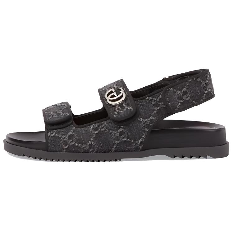 Джинсовые сандалии Double G-plaque GUCCI, черный