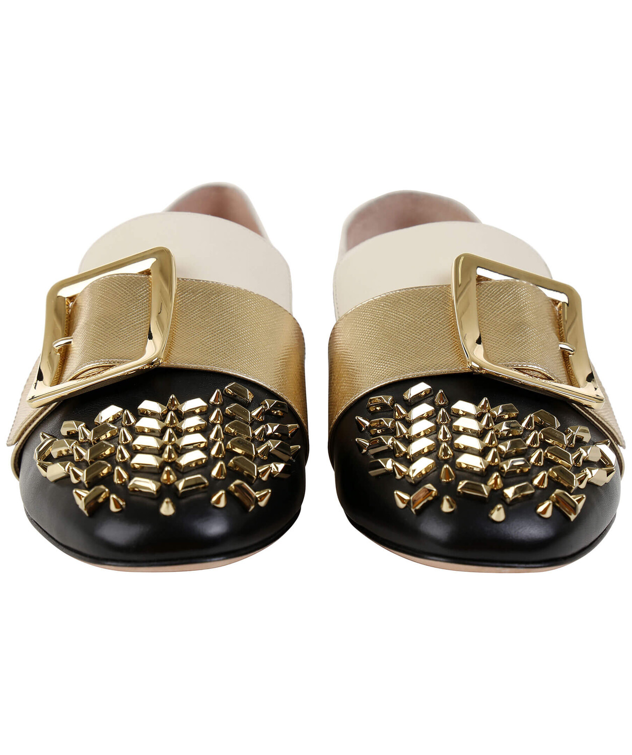 Женские черные кожаные тапочки Bally Janelle 6225475 с заклепками, мультиколор