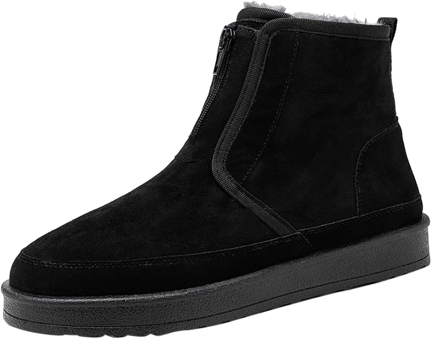 

Мужские зимние ботинки с теплой меховой подкладкой, водонепроницаемые, повседневные, зимние ботинки на каждый день, на молнии, ботильоны, обувь с нескользящей подошвой для восхождений и пеших прогулок Generic, черный