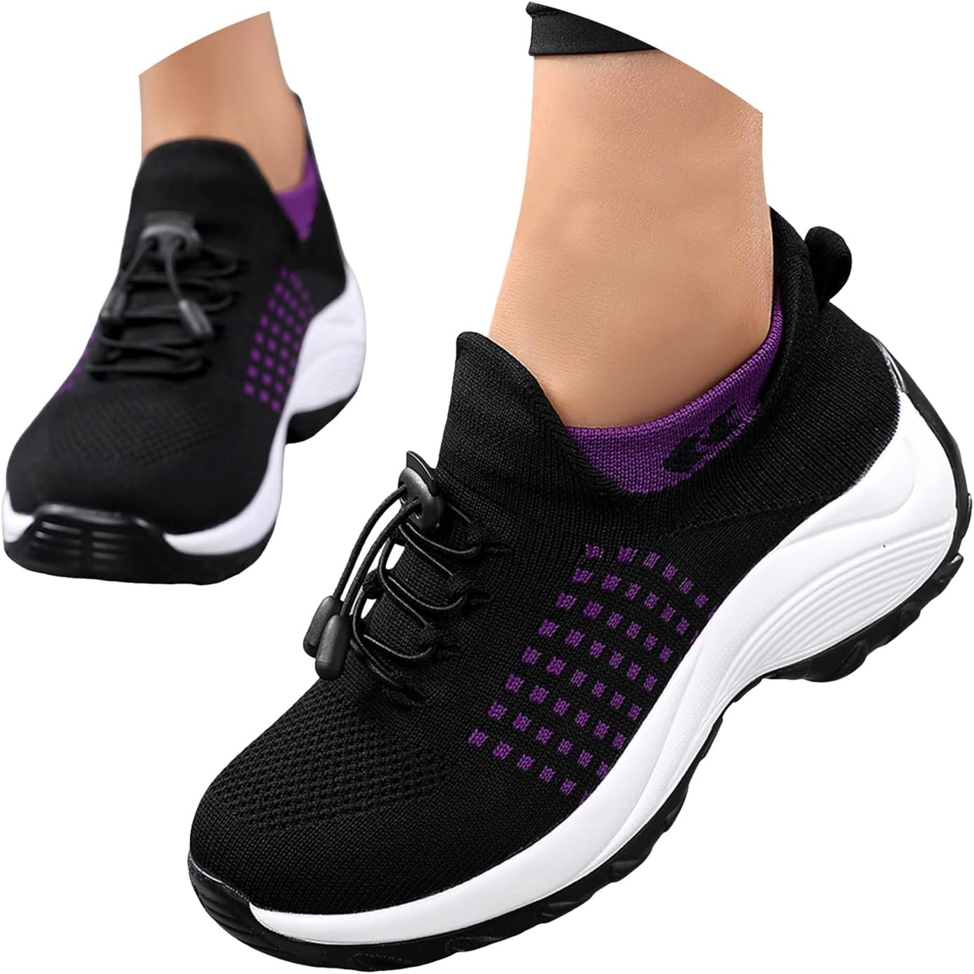 

Женские ортопедические кроссовки ZSpzx Mesh, модные вязаные с широкой носочной частью, шнуровкой, спортивные с поддержкой свода стопы, баскетбольные, дышащие, легкие, нескользящие, удобные для ходьбы, пурпурный
