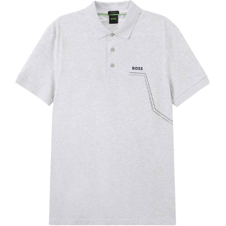 

Поло с коротким рукавом и принтом логотипа HUGO BOSS, серый