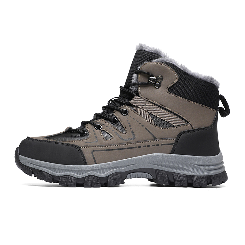 

Мужские походные кроссовки средней высоты с амортизацией, противоскользящим покрытием, износостойким и теплым покрытием NMR, Khaki Fleece-Lined