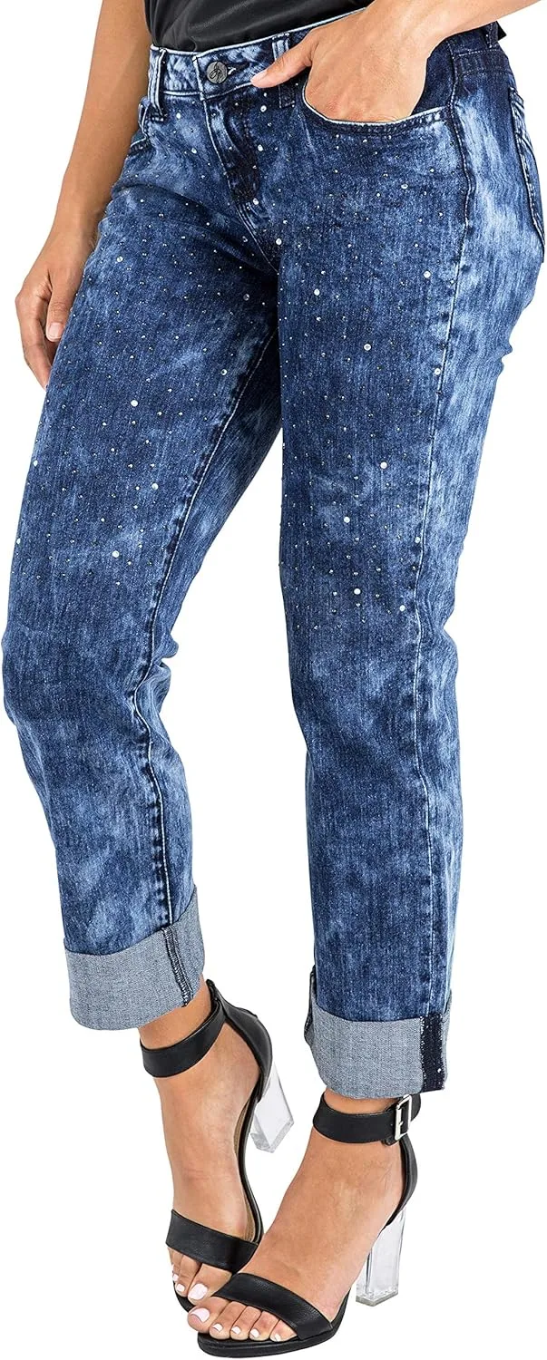 

Poetic Justice женские джинсы Curvy Fit синие stretch с инкрустацией