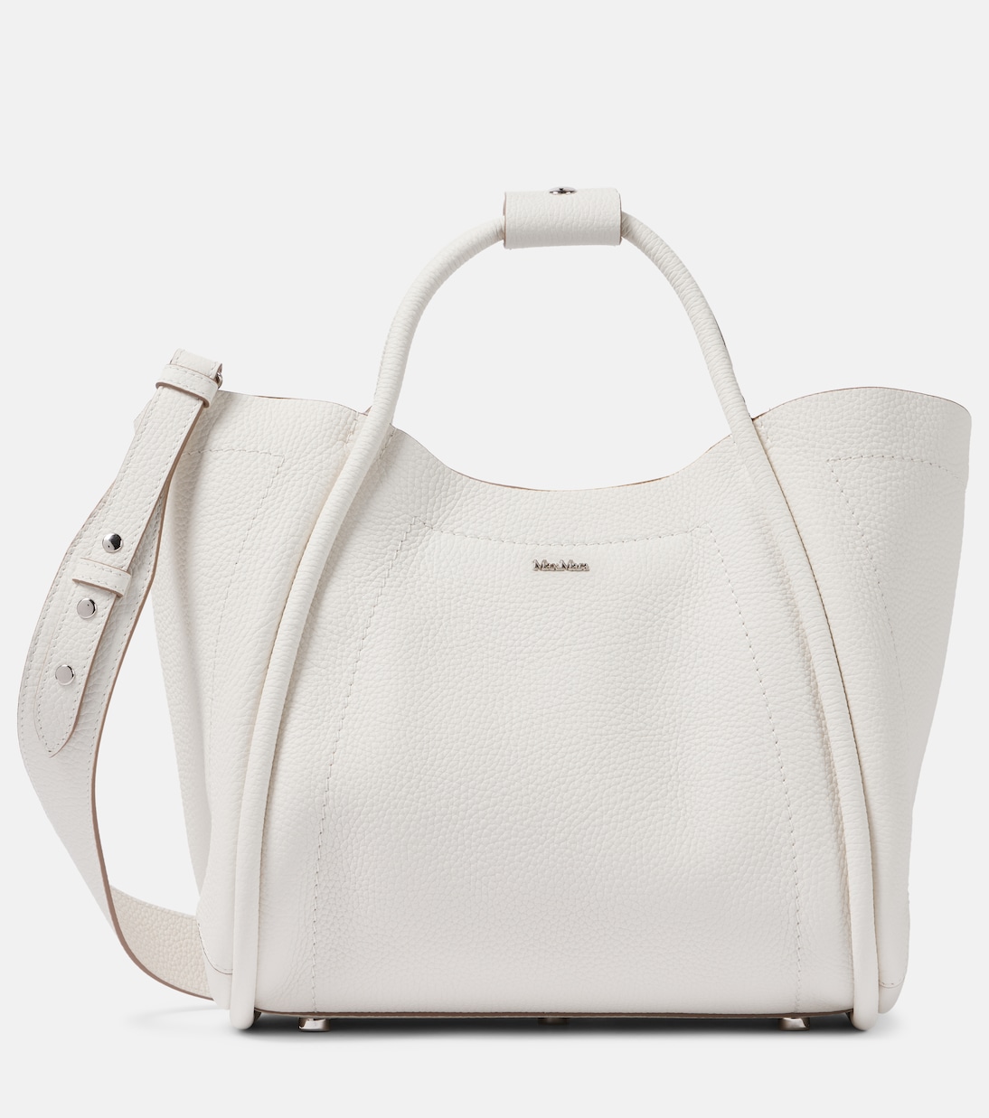 

Маленькая кожаная морская сумка-тоут Max Mara, Gesso