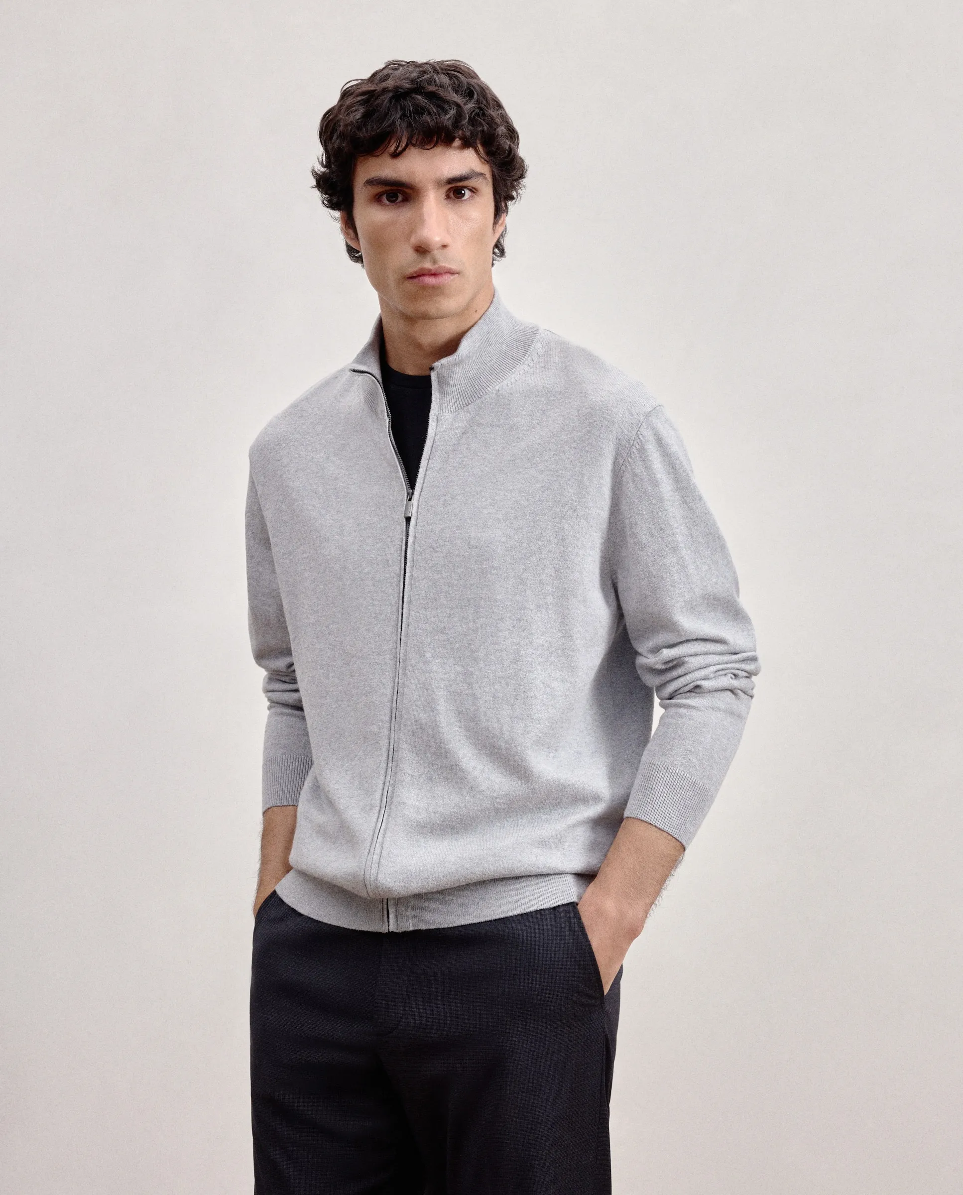 

Свитер с воротником поло мужской Dustin, светло-серый