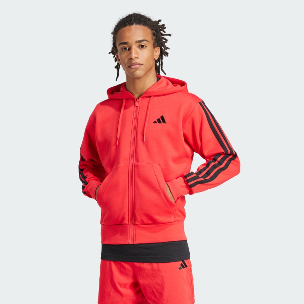 

Худи Adidas Essentials 3-Stripes Fleece Hoodie, цвет Pure Ruby/Black