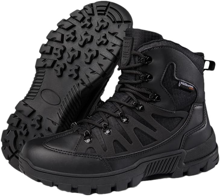 

Мужские армейские ботинки, всепогодная обувь, мужские тактические ботинки, защитная стильная рабочая обувь с противоскользящей подошвой, для походов и работы на открытом воздухе Xmncg, черный