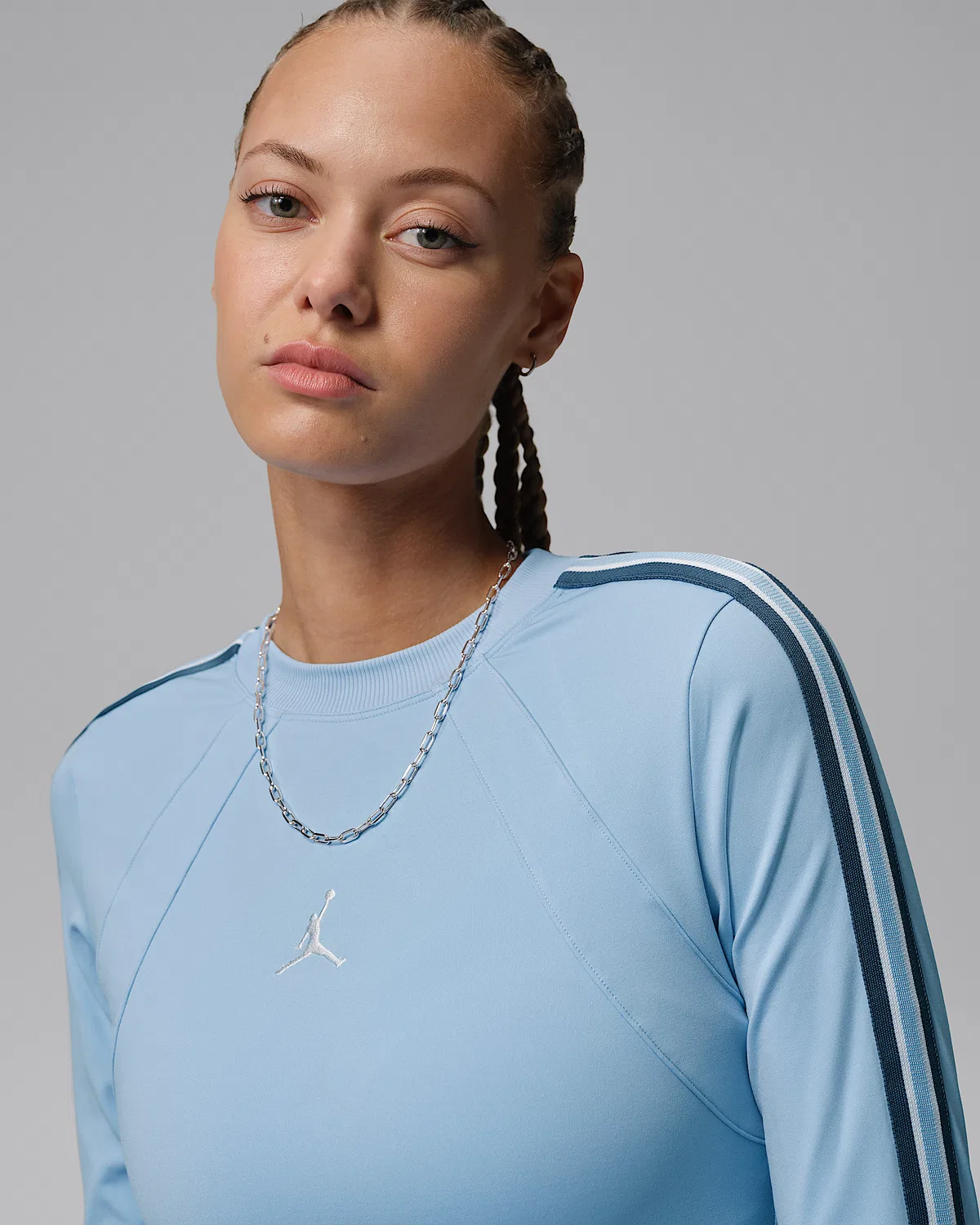Женское платье с длинным рукавом Jordan Brooklyn, Psychic Blue/Squadron Blue/White — фото 3