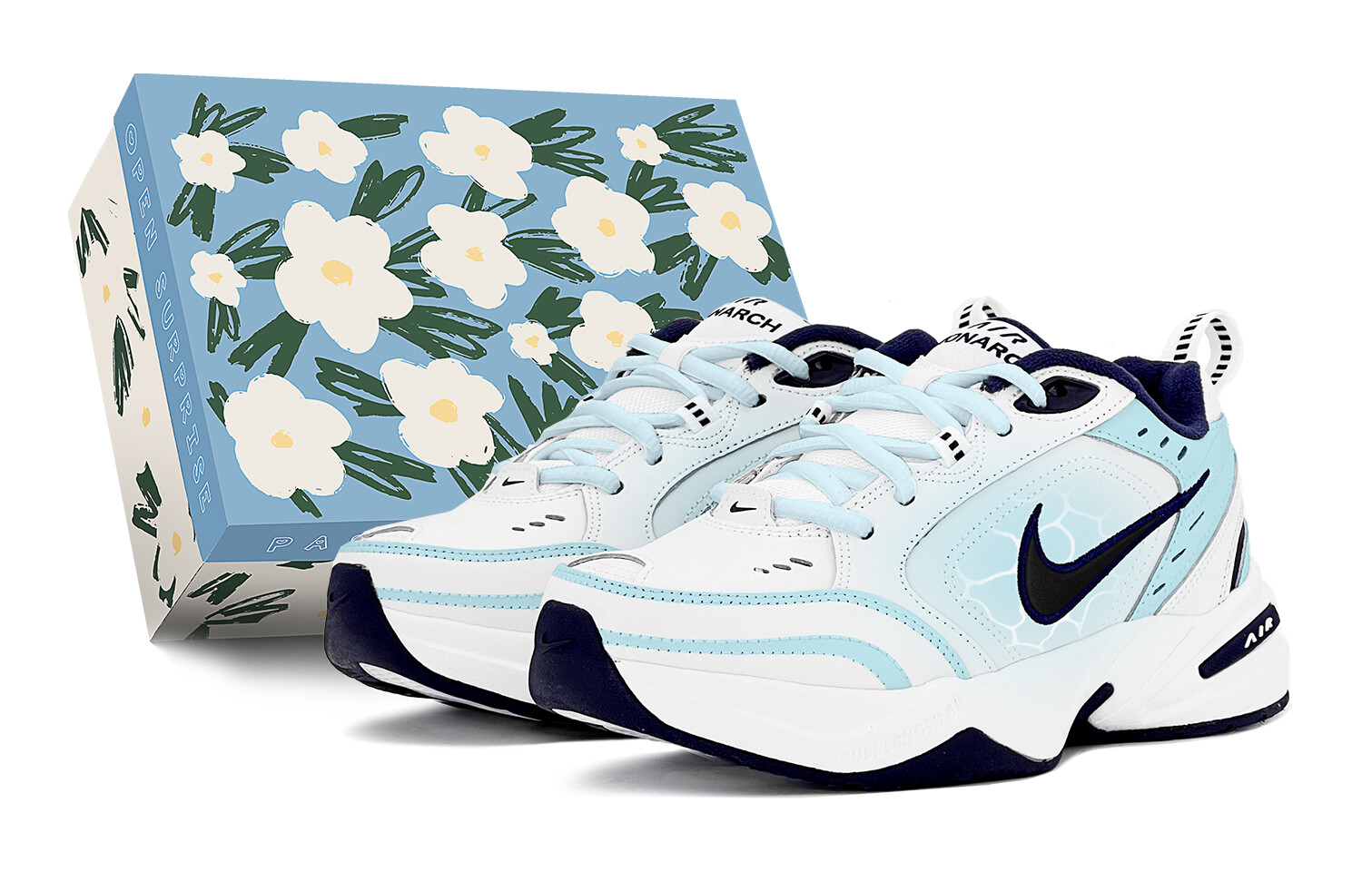 

Кроссовки Nike Air Monarch 4 Chunky Sneakers Unisex Low-top White/Royal Blue/Fern Green, синий/белый