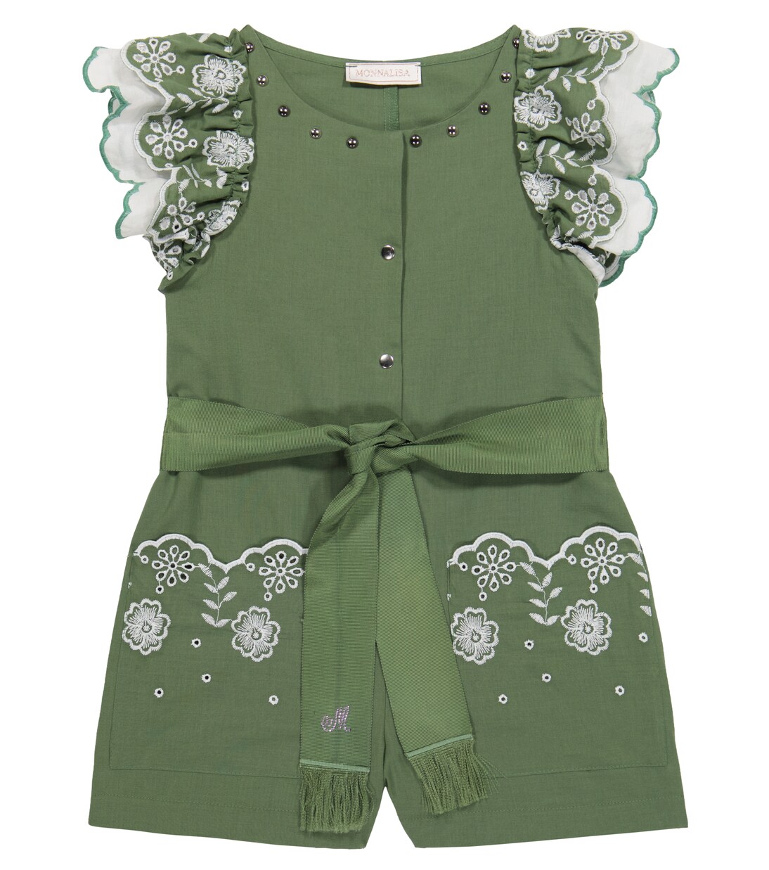 

Комбинезон из хлопка Broderie Anglaise Monnalisa, Verde Salvia
