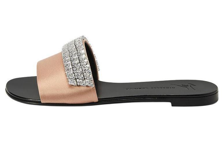 Giuseppe Zanotti Футболка Слайды с отделкой стразами, Медный