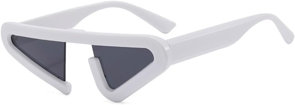 

Винтажные уникальные солнцезащитные очки «кошачий глаз» для женщин, модные полуободковые очки с градиентным переходом цвета, защита от УФ-излучения UV400, мужские треугольные солнцезащитные очки TYUVIVO, White Gray