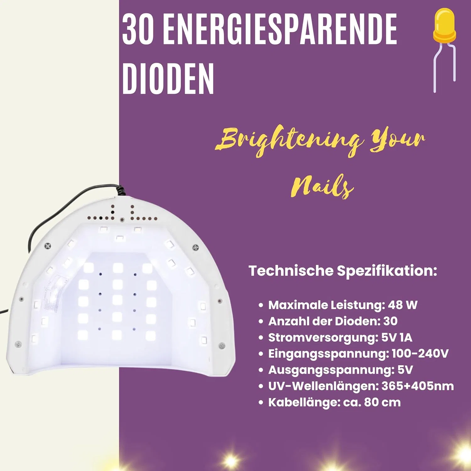 Гибридная УФ/LED лампа для ногтей INLAQ Dual 48 Вт Inlaq — фото 4