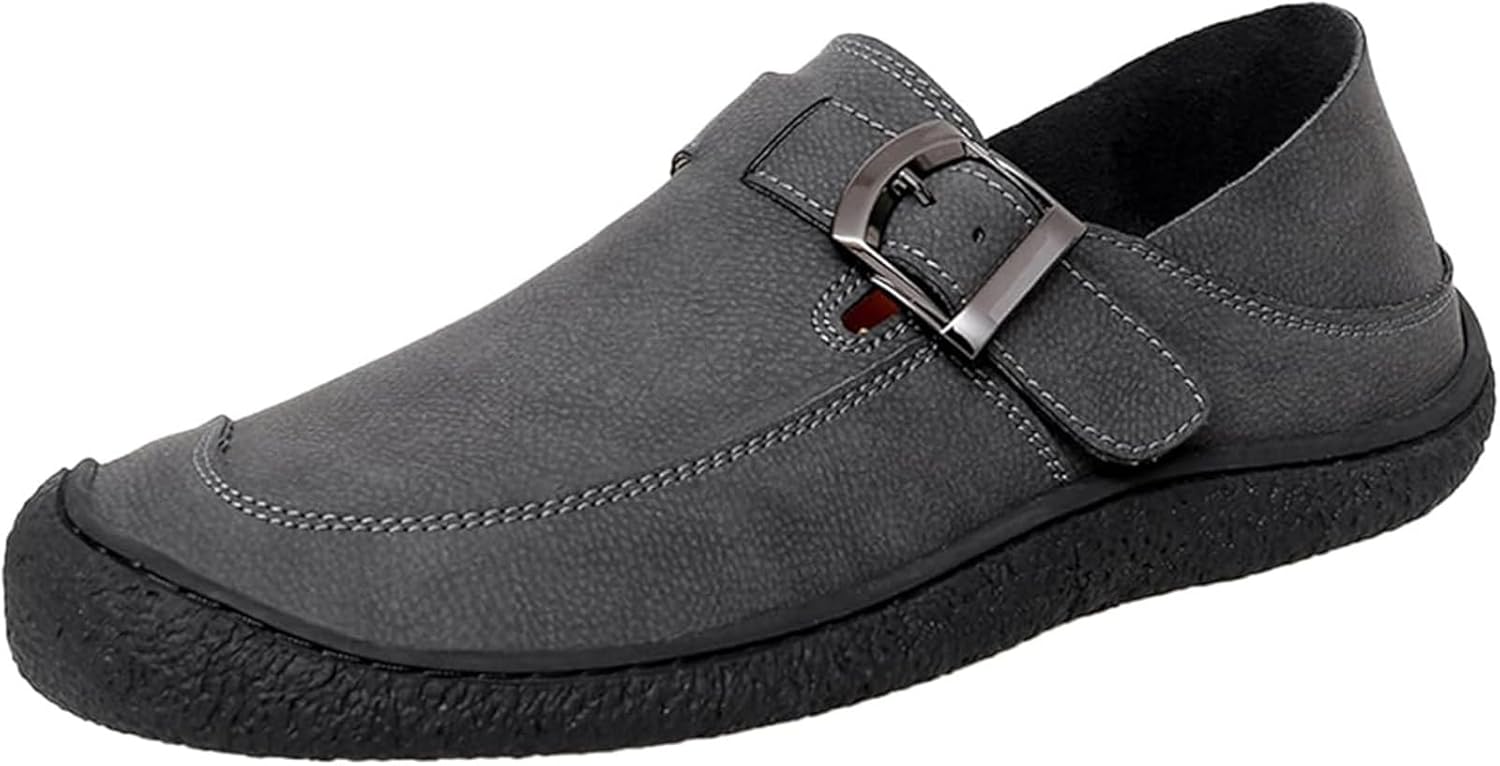 

Мужские лоферы из натуральной кожи, комфортные, с круглым носком, для повседневного ношения и вождения Xinduoyu, серый