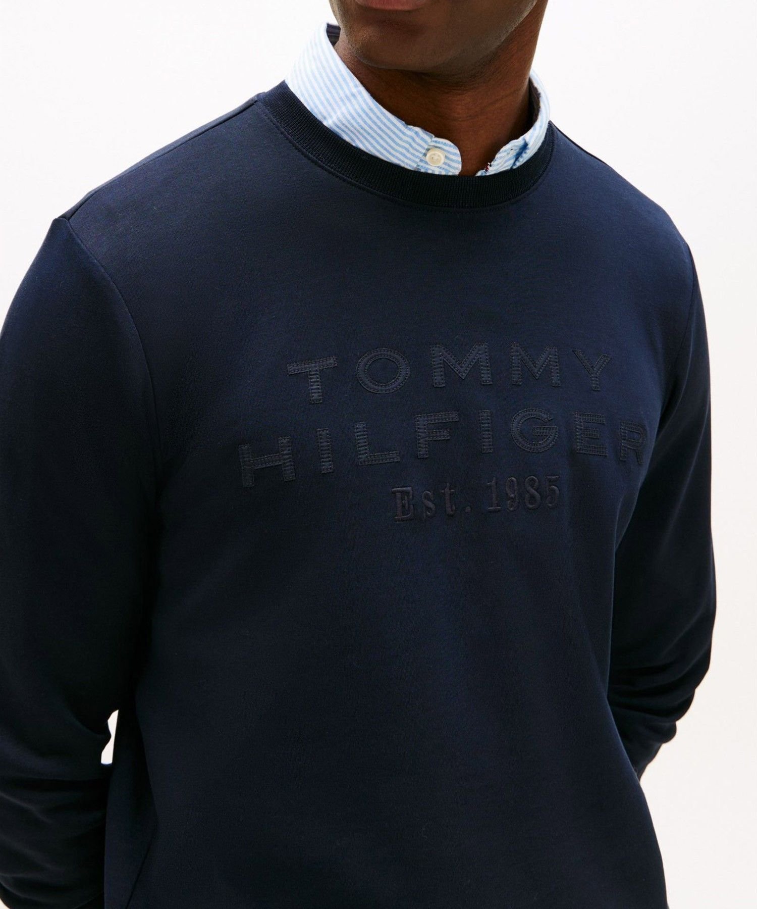 Нейлоновая толстовка с аппликацией в стиле техно и круглым вырезом TOMMY HILFIGER, Navy DW5 — фото 2