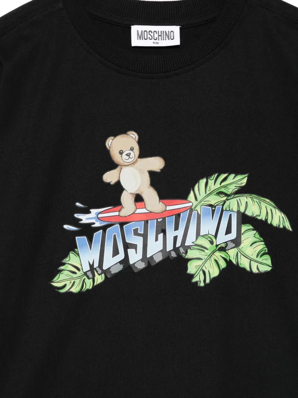 Футболка с медвежьим принтом Moschino Kids, черный — фото 3