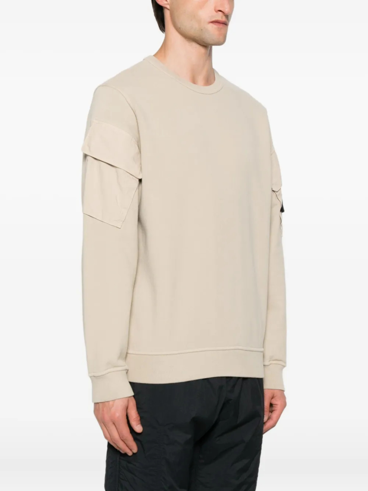 Хлопковая толстовка с логотипом Stone Island Compass, нейтральный — фото 3