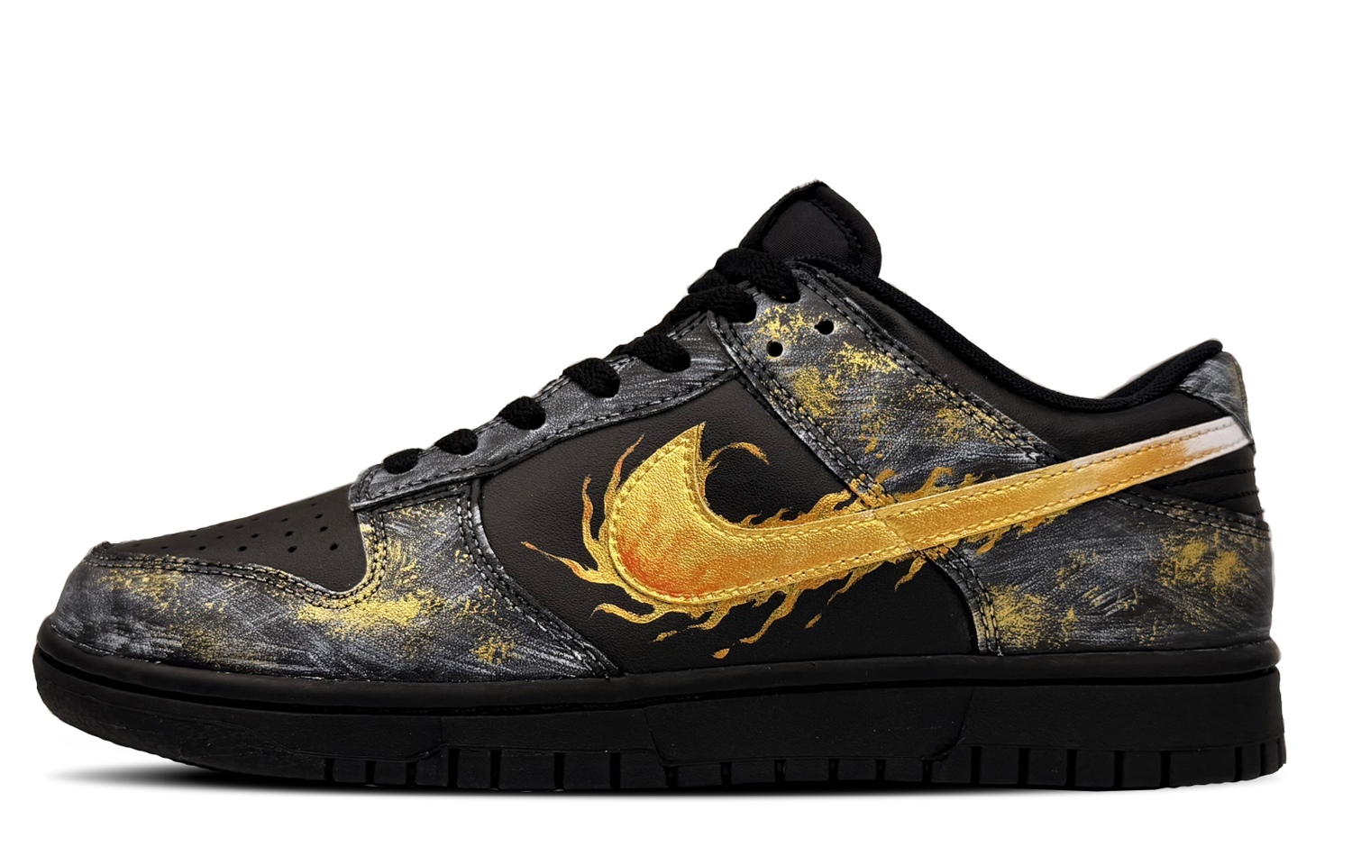 

Nike Dunk Low топ Skateboard Shoes Unisex черный Gold