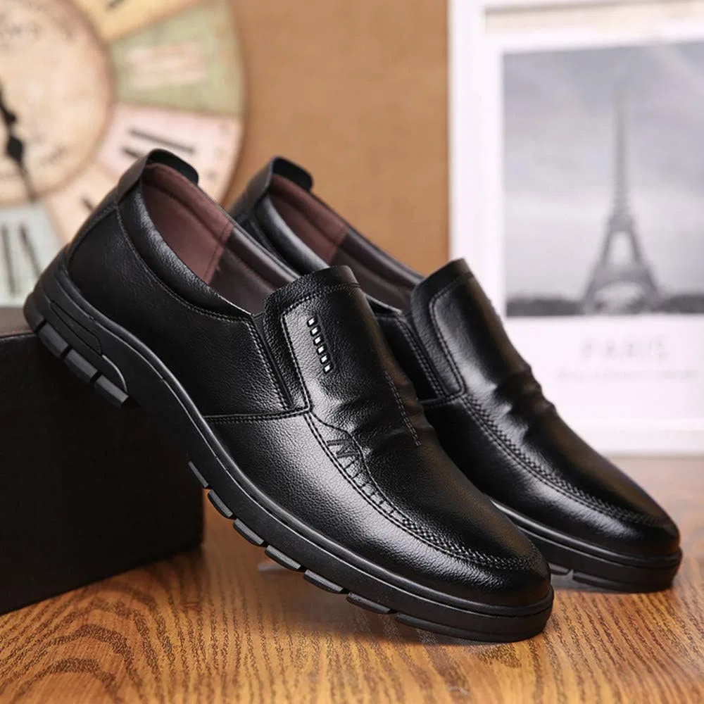 Лоферы Leather Classic Casual Loafers, Black Asifn — фото 2