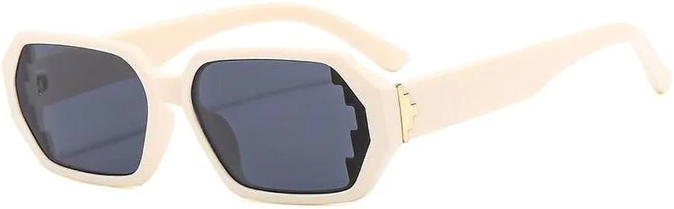 

Модные солнцезащитные очки неправильной формы для женщин, винтажные солнцезащитные очки для мужчин, маленькая оправа, черные, стильные, SUN2638 Generic, Beige White