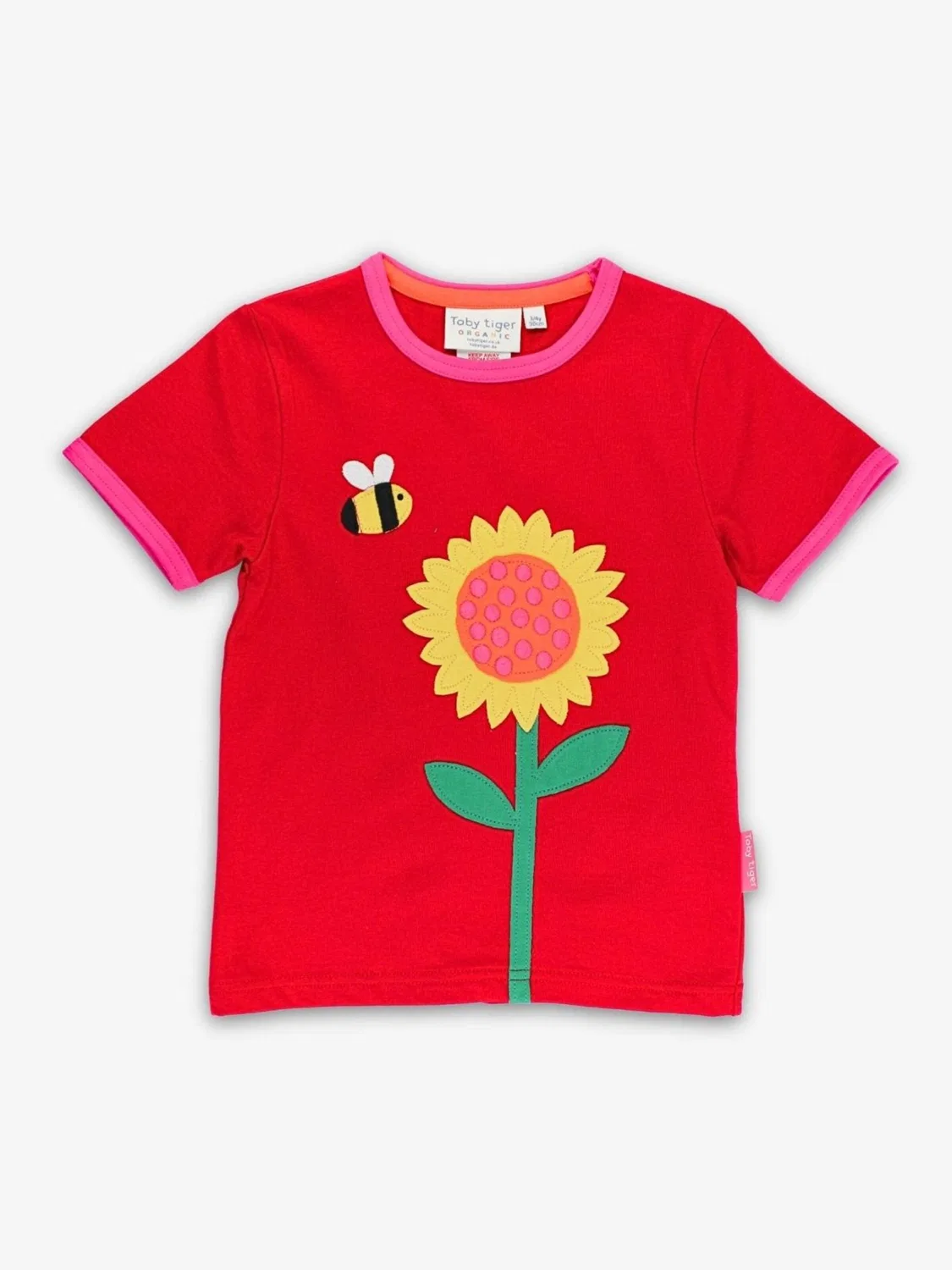 Футболка 'Bio-Baumwoll Kinder Футболка kurzarm mit Sonnenblumen-Meer-Applikation' Toby Tiger, Red
