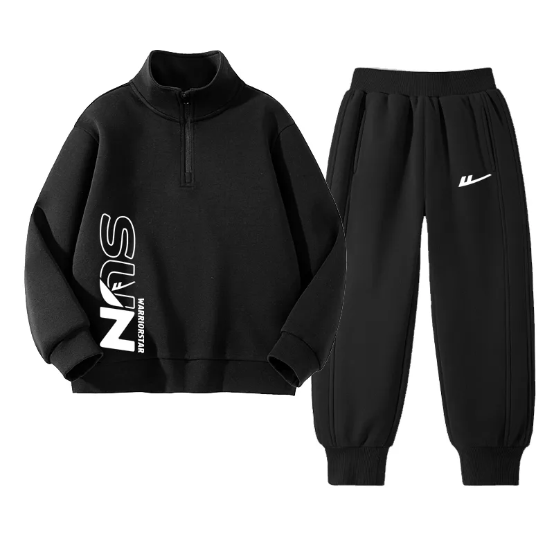 Детская повседневная спортивная водолазка WARRIOR, Black/H Sun White Bottom Right-Black/H White Logo K