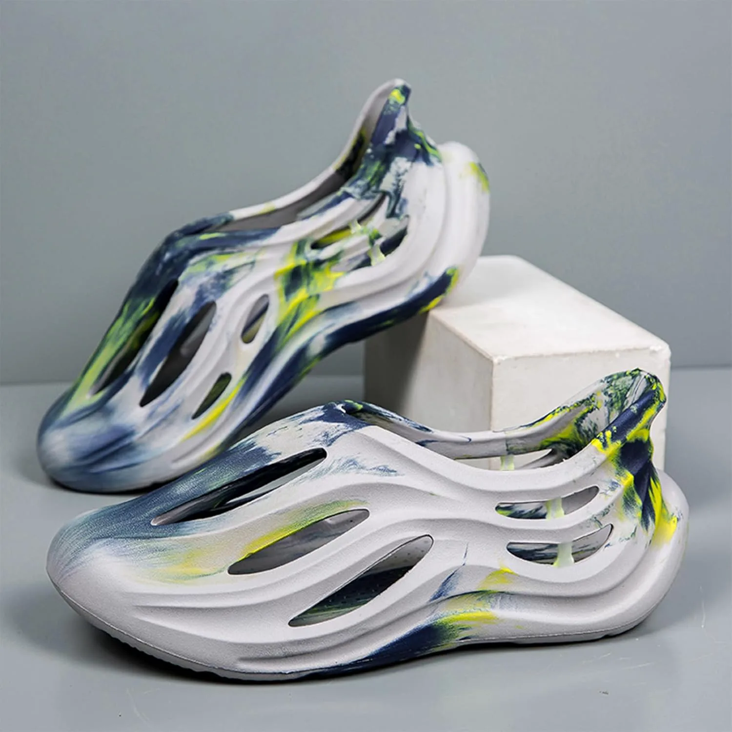 Кроссовки Foam Runner для мужчин и женщин, без шнурков, с вырезами, в стиле Foam Runner, легкие, долговечные, из EVA, дышащие, мягкие тапочки-облака для мужчин и женщин INKUIL — фото 4