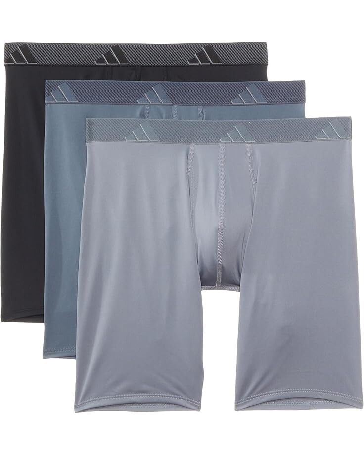 

Боксеры adidas Athletic Fit Microfiber Long Boxer Brief Underwear 3-Pack, цвет Black/Onix Grey/Grey